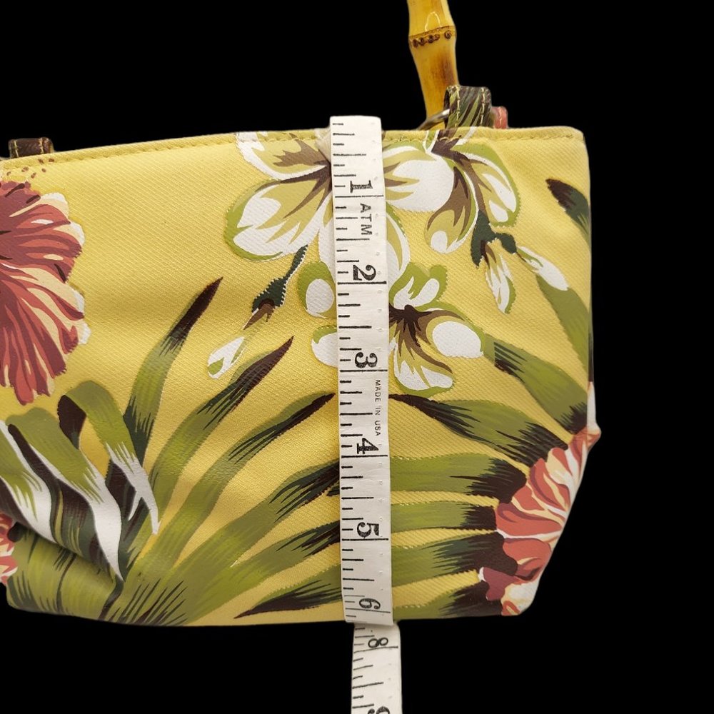 Sunny Hawaii Yellow Floral Bamboo Handled Purse - Picture 3 of 8